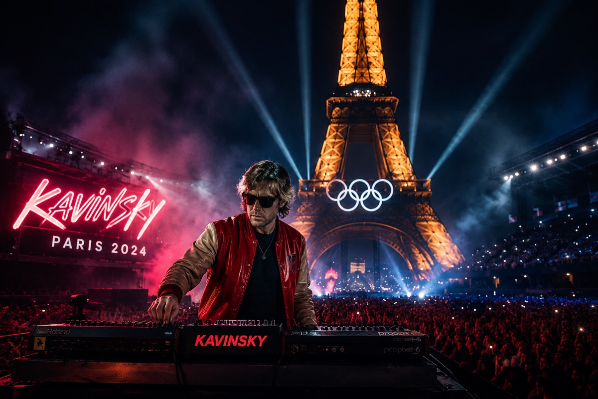 Carretera nocturna de neón como homenaje al legado de Kavinsky